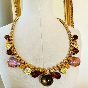 🔥 Vintage GORGEOUS Opal Rhinestone Crystal Necklace